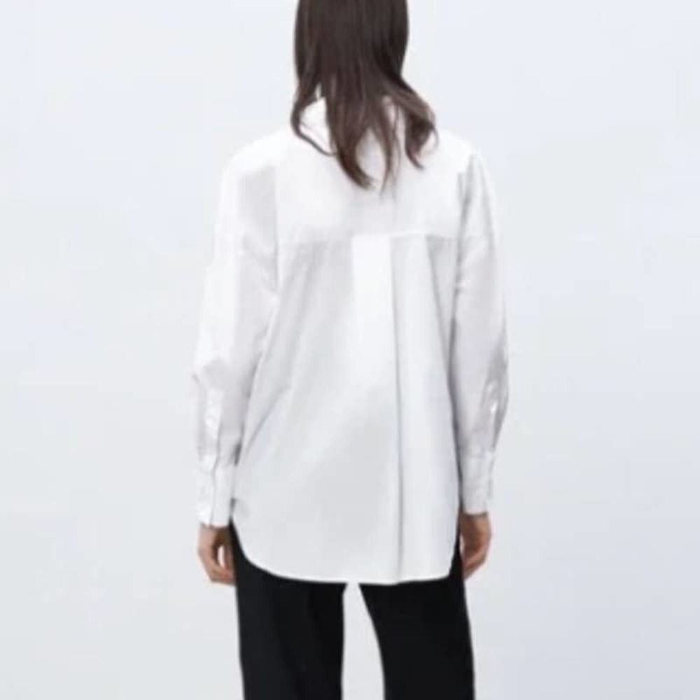 Zara Basic White Cotton Button Up - image 6